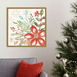 Online Elegant Poinsettia Framed Canvas Art Print Christmas Art & Wall Decor
