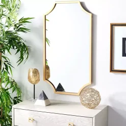 Kirklands Home Decorative Mirrors|Elenin Gold Scalloped Wall Mirror