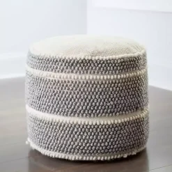 Hot Ella Gray Loop Pouf Poufs & Floor Cushions