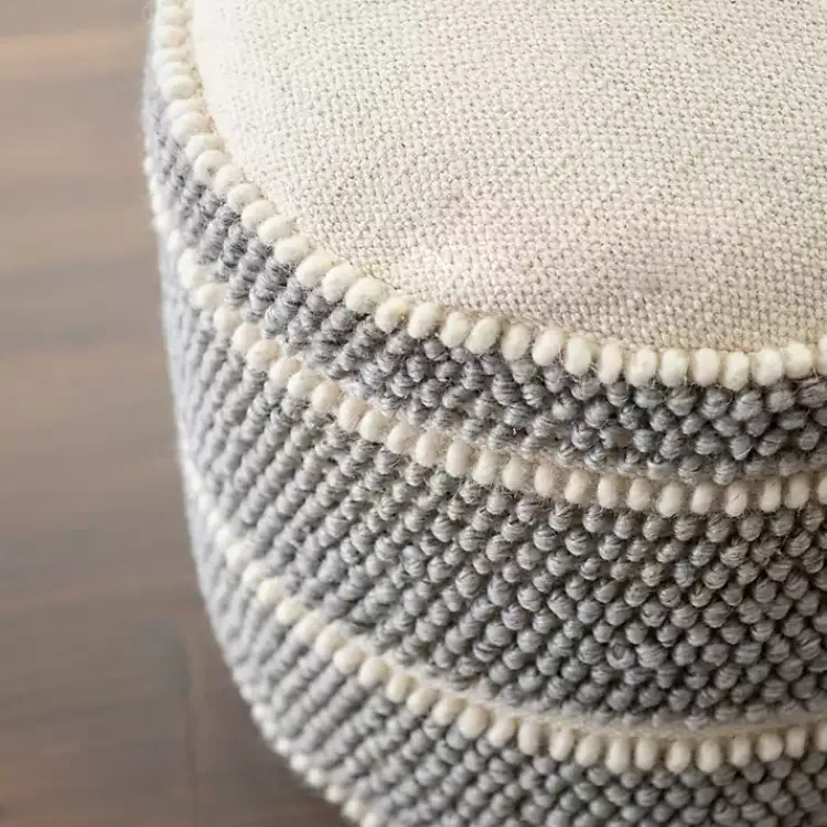 Hot Ella Gray Loop Pouf Poufs & Floor Cushions