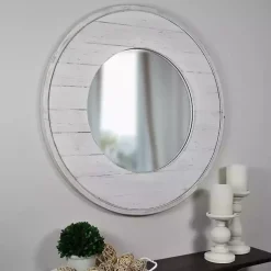 Kirklands Home Decorative Mirrors|Ellison Shiplap Round Wood Wall Mirror