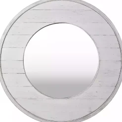 Kirklands Home Decorative Mirrors|Ellison Shiplap Round Wood Wall Mirror