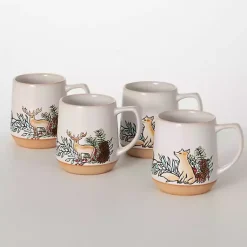 Discount Embossed Woodland Christmas Mugs, Set of 4 Christmas Dining & Entertaining