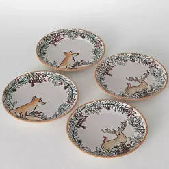 Hot Embossed Woodland Christmas Snack Plates, Set of 4 Christmas Dining & Entertaining