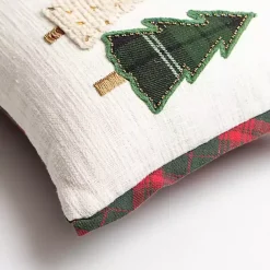 Discount Embroidered Christmas Trees & Plaid Pillow Pillows