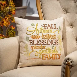 Online Embroidered Fall Terms Throw Pillow Fall