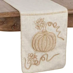 Hot Embroidered Glitter Pumpkin Table Runner Fall