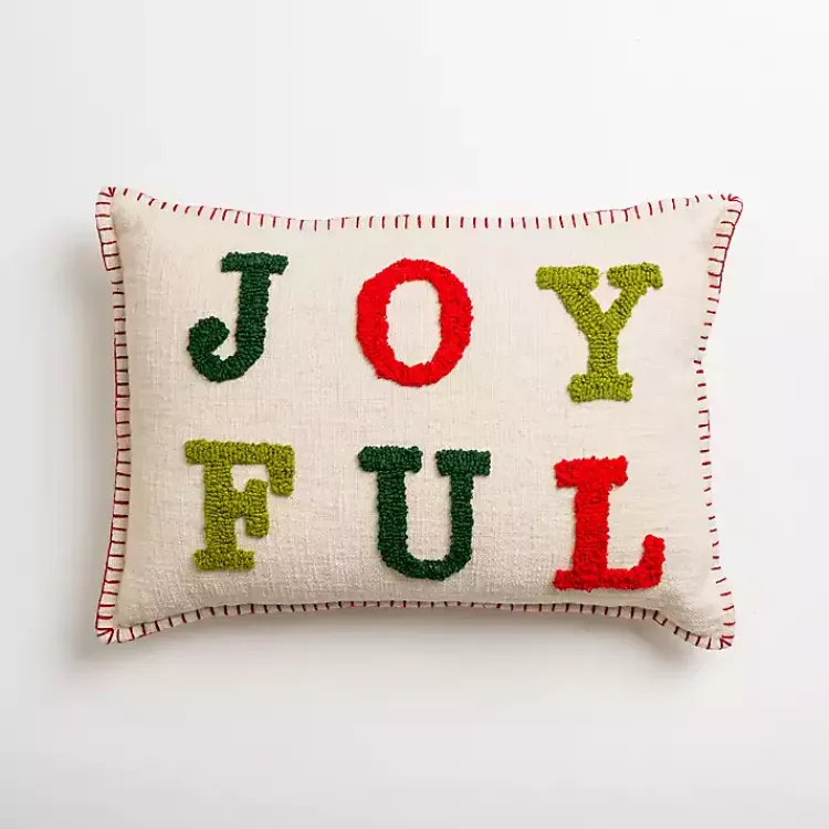 Hot Embroidered Joyful Christmas Pillow Christmas Pillows