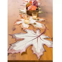 Kirklands Home Table Linens|Embroidered Maple Leaves Table Runner Orange