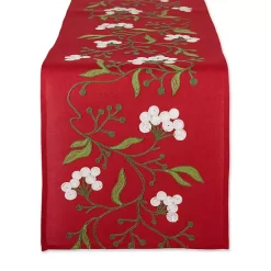 New Embroidered Mistletoe Christmas Table Runner Christmas Dining & Entertaining
