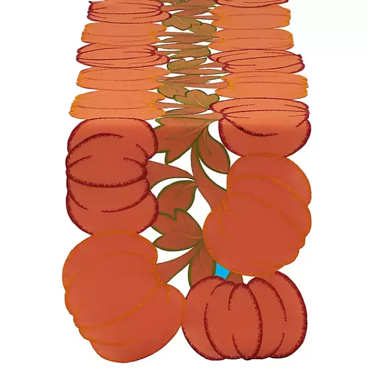 Kirklands Home Table Linens|Embroidered Pumpkin Table Runner Orange