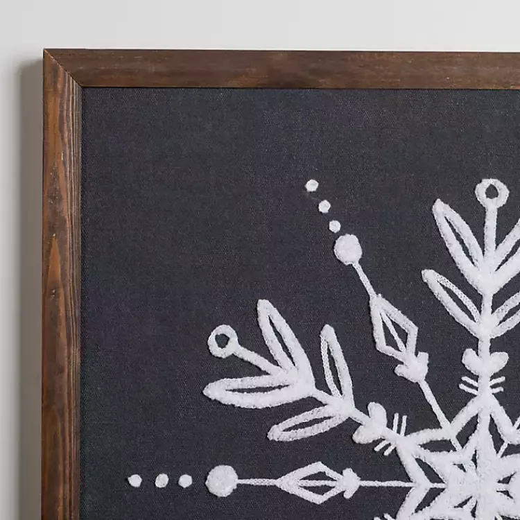 New Embroidered Snowflake Framed Wall Plaque Christmas Art & Wall Decor