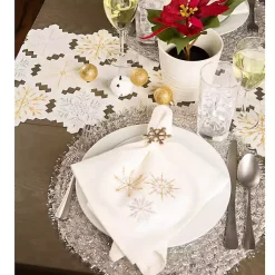 Clearance Embroidered Sparkle Snowflakes Napkins, Set of 6 Christmas Dining & Entertaining