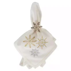 Clearance Embroidered Sparkle Snowflakes Napkins, Set of 6 Christmas Dining & Entertaining
