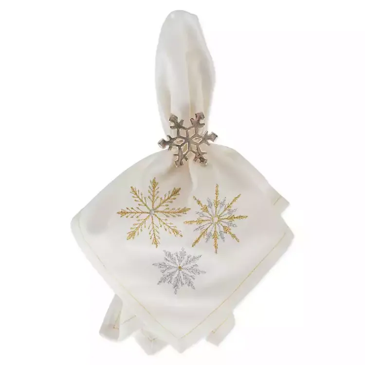 Clearance Embroidered Sparkle Snowflakes Napkins, Set of 6 Christmas Dining & Entertaining