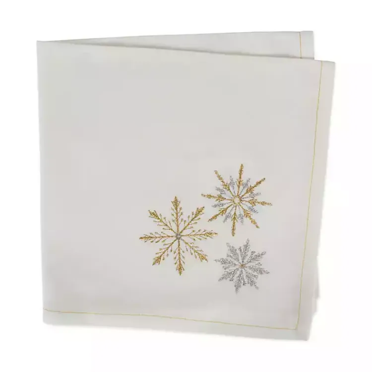 Clearance Embroidered Sparkle Snowflakes Napkins, Set of 6 Christmas Dining & Entertaining