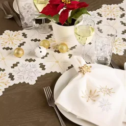 Clearance Embroidered Sparkle Snowflakes Napkins, Set of 6 Christmas Dining & Entertaining