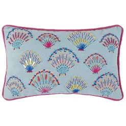 Sale Embroidered Tropical Shells Lumbar Pillow Pillows