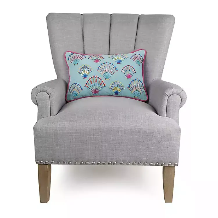 Sale Embroidered Tropical Shells Lumbar Pillow Pillows