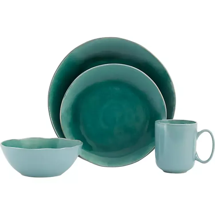 Kirklands Home Dinnerware|Emerald Crackle Glazed 16-pc. Dinnerware Set Green