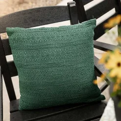 Outlet Emerald Woven Geo Stripe Indoor/Outdoor Pillow Pillows