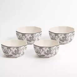 Kirklands Home Dinnerware|Emery Black Toile Cereal Bowls, Set of 4