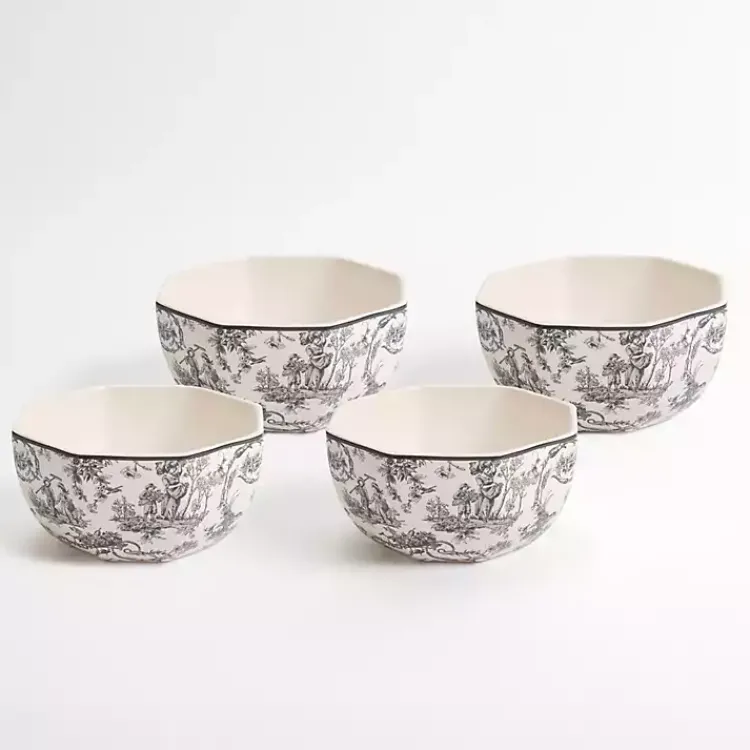 Kirklands Home Dinnerware|Emery Black Toile Cereal Bowls, Set of 4