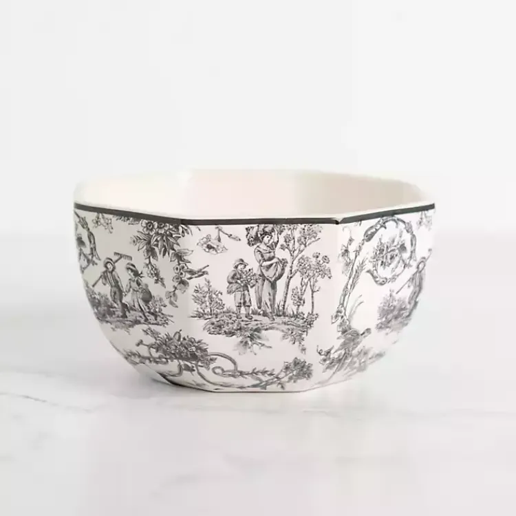 Kirklands Home Dinnerware|Emery Black Toile Cereal Bowl