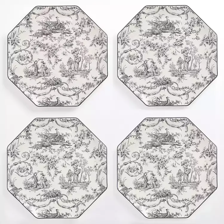 Kirklands Home Dinnerware|Emery Black Toile Dinner Plates, Set of 4