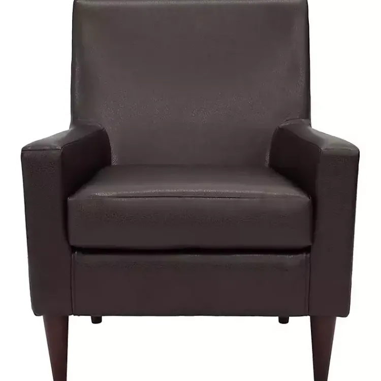 Kirklands Home Accent Chairs|Emma Walnut Faux Leather Accent Chair Brown