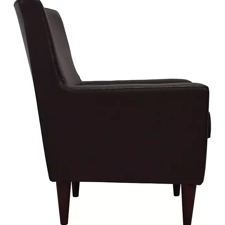 Kirklands Home Accent Chairs|Emma Walnut Faux Leather Accent Chair Brown