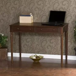 Kirklands Home Office Furniture|Espresso Classic 2-Drawer Wood Desk Brown