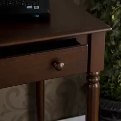 Kirklands Home Office Furniture|Espresso Classic 2-Drawer Wood Desk Brown