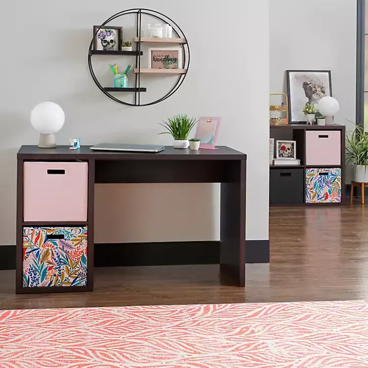 Kirklands Home Office Furniture|Espresso Cube Storage Wood Desk