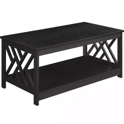 Kirklands Home Coffee Tables|Espresso Cut-Out Sides Coffee Table Brown