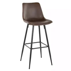Kirklands Home Bar Stools & Counter Height Stools|Espresso Faux Leather Metal Bar Stools, Set of 2 Brown