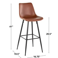 Kirklands Home Bar Stools & Counter Height Stools|Espresso Faux Leather Metal Bar Stools, Set of 2 Brown