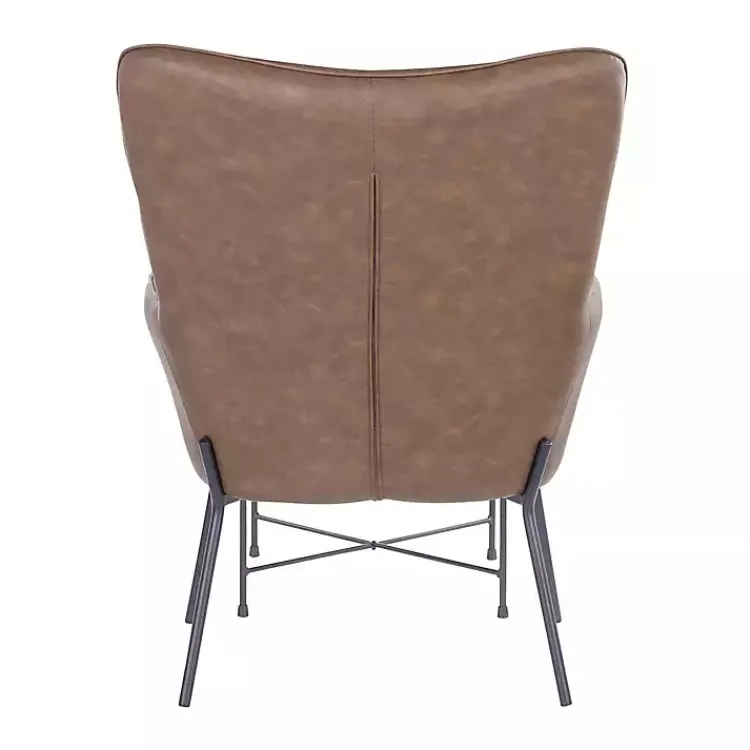 Kirklands Home Accent Chairs|Espresso Faux Leather 2-pc. Chair and Ottoman Set Brown