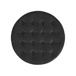 Kirklands Home Benches & Ottomans|Espresso Faux Leather Tufted Storage Ottoman Brown