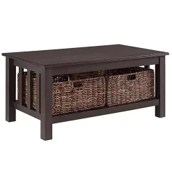 Kirklands Home Coffee Tables|Espresso Traditional Wooden Basket Coffee Table Brown