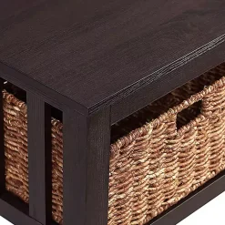 Kirklands Home Coffee Tables|Espresso Traditional Wooden Basket Coffee Table Brown