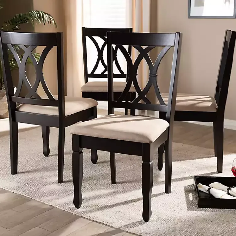 Kirklands Home Dining Chairs|Espresso Upholstered Reneau 4-pc. Dining Chair Set Tan