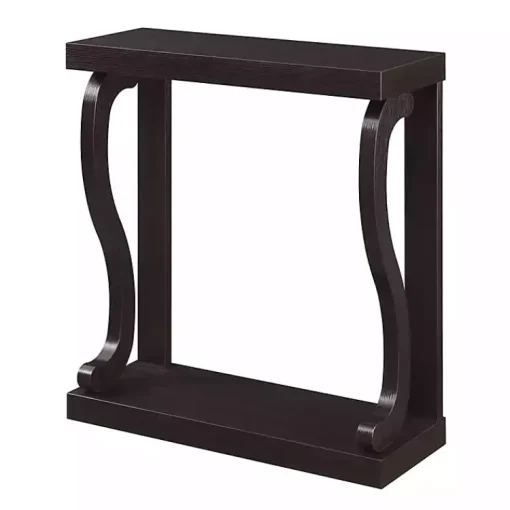 Kirklands Home Console Tables|Espresso Wood Curved Sides Console Table Brown