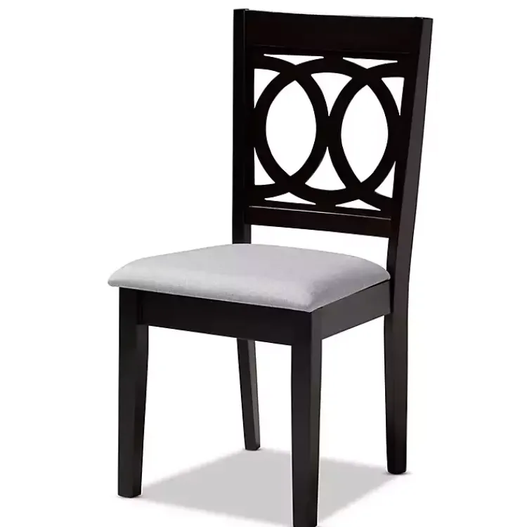 Kirklands Home Dining Chairs|Espresso Wood Lenoir Dining Chairs, Set of 4 Gray