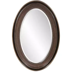 Kirklands Home Decorative Mirrors|Ethan Bronze Ribbed Oval Wall Mirror