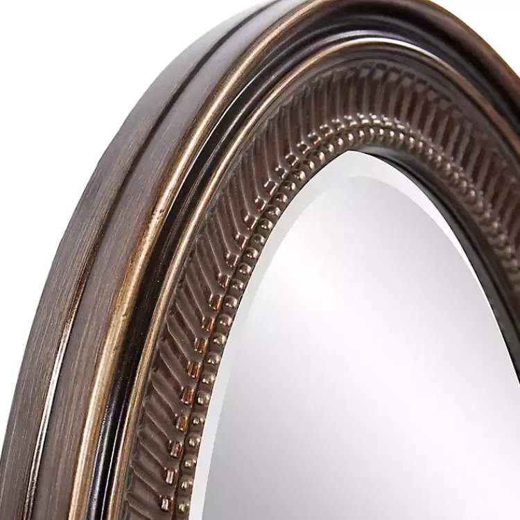 Kirklands Home Decorative Mirrors|Ethan Bronze Ribbed Oval Wall Mirror