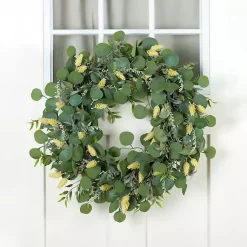 Discount Eucalyptus and Yellow Thistle Wreath Wreaths