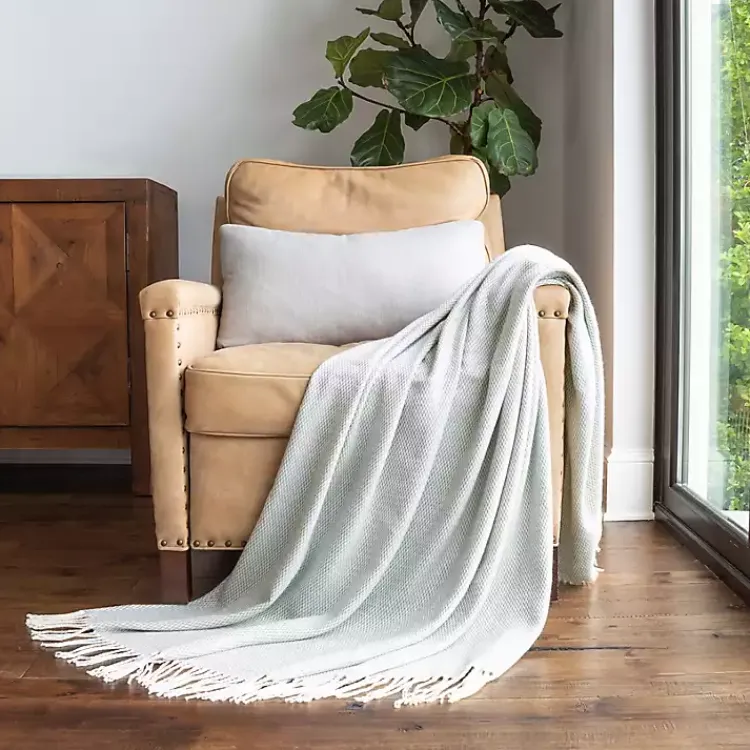 Best Eucalyptus Herringbone Throw with Fringe Blankets & Throws