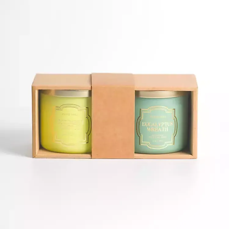 Sale Eucalyptus Wreath & Cucumber Cactus 2pc Candle Set Candles