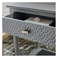 Kirklands Home Accent & End Tables|Evelina Textured Single Drawer Accent Table Gray